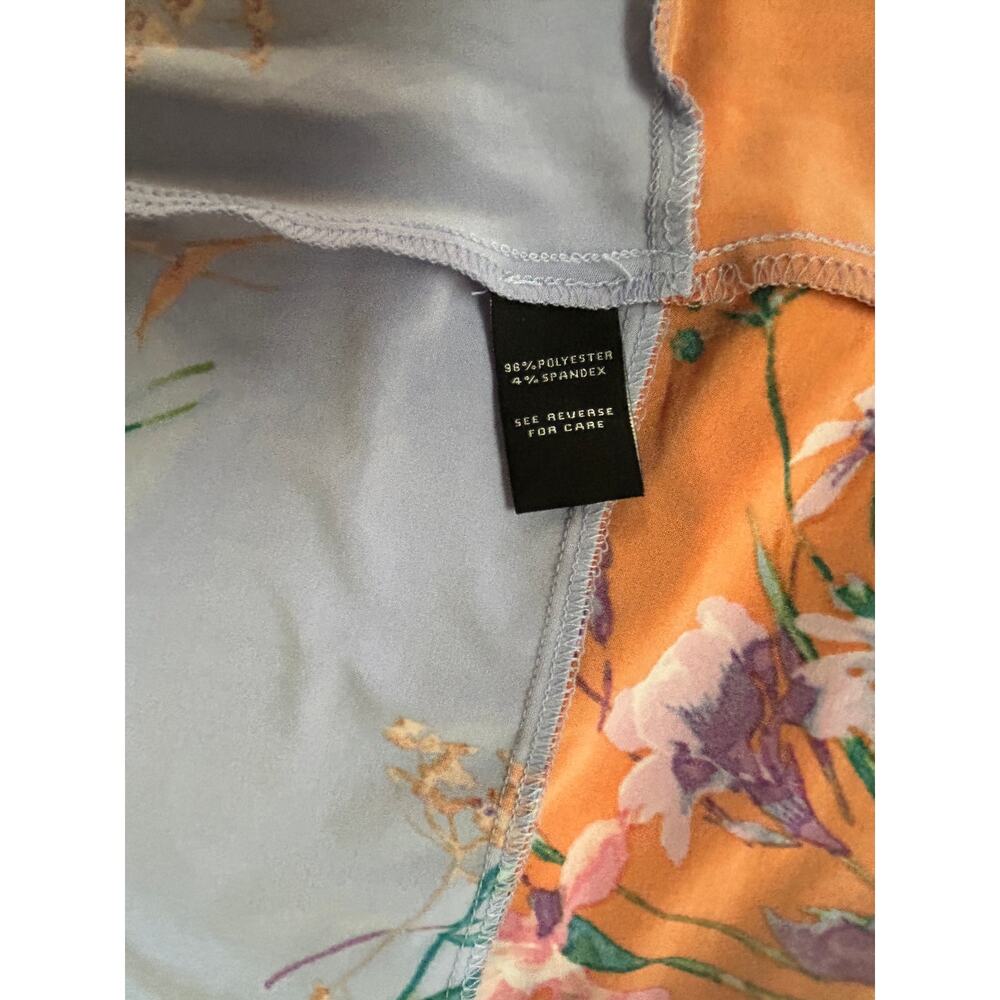 NWT MSK Asymmetrical Slate Blue/Orange Floral Sleeveless Midi Shift Dress-Large - Picture 7 of 12
